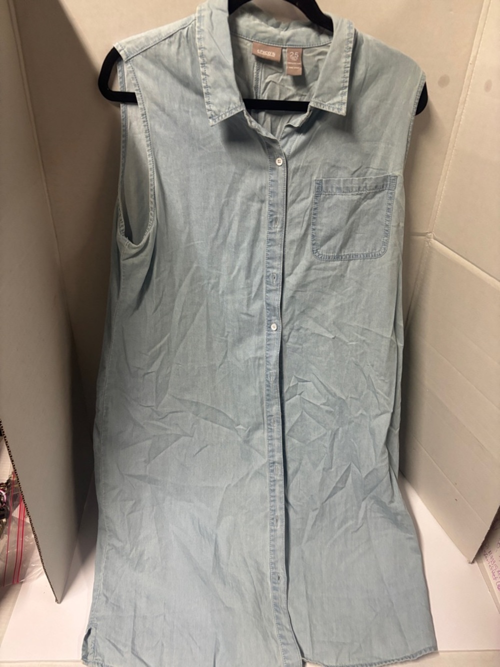 Chico's Light Blue Denim Shirt Dress